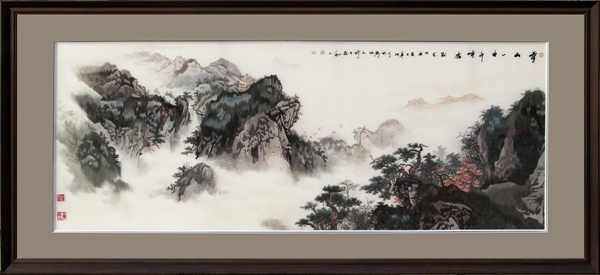 青山一曲千峰香（尺寸外156×70）