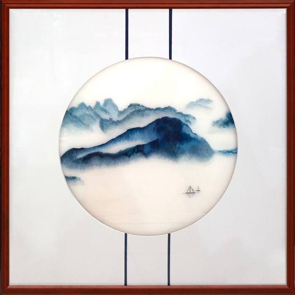 彩墨山水三联画173✘73